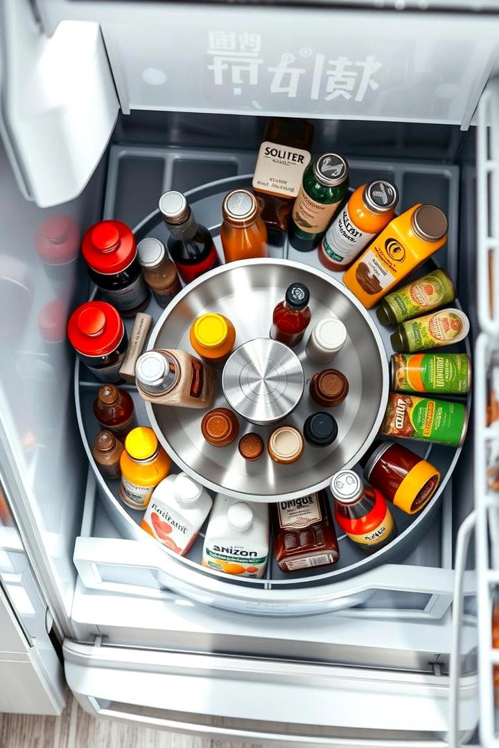 Lazy Susan Organization - 30 Fridge Organization Ideas