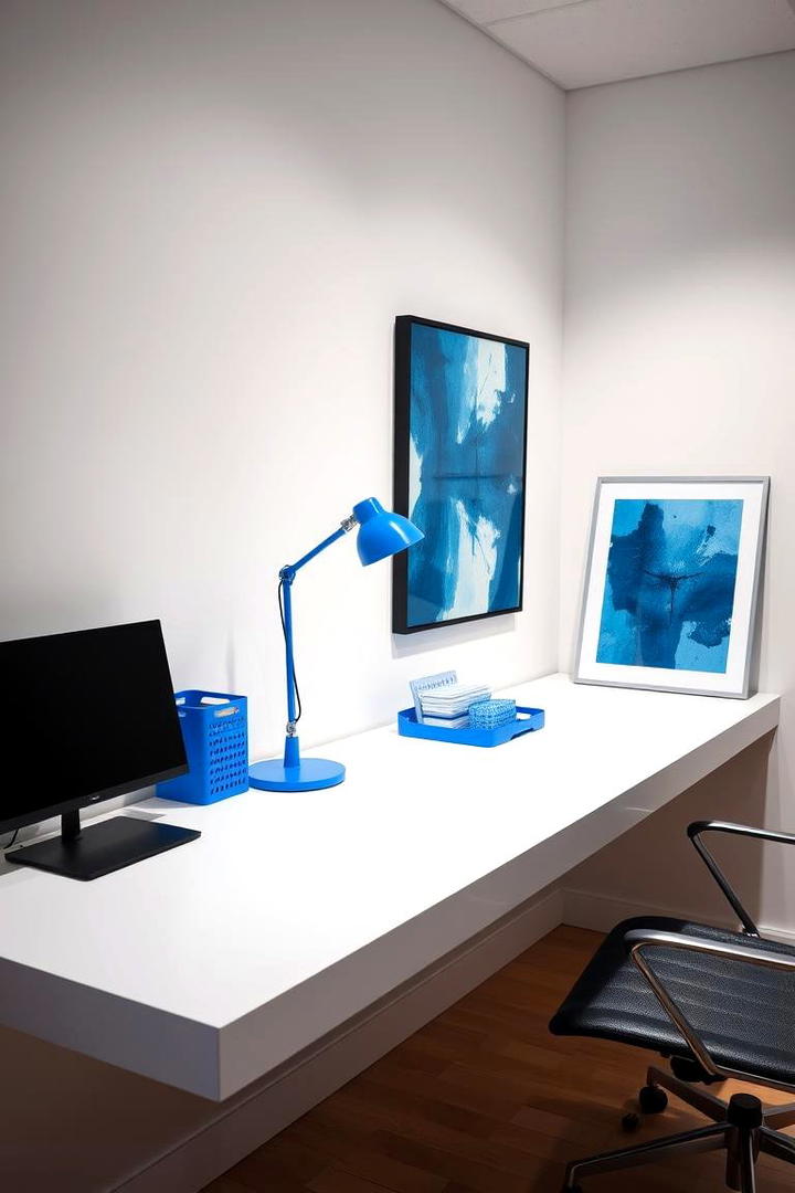 Lively Blue Accents in the Office - 30 Blue and White Decor Ideas