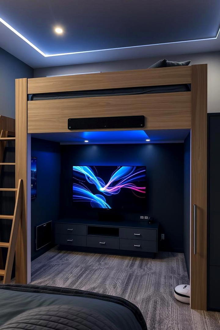 Loft Bed with Built in Entertainment Center - 30 Loft Bed Ideas