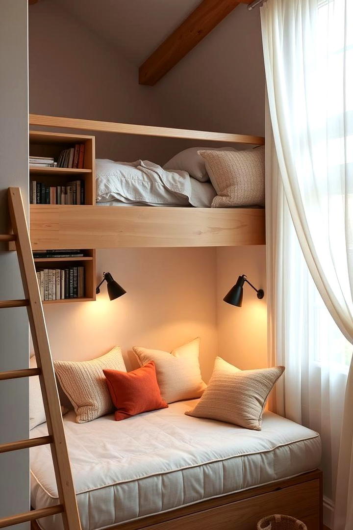 Loft Bed with Cozy Reading Nook - 30 Loft Bed Ideas