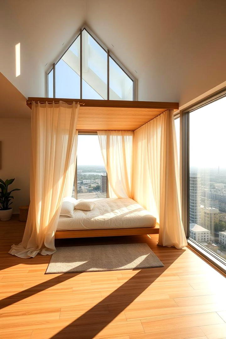 Loft Bed with Floor to Ceiling Windows - 30 Loft Bed Ideas