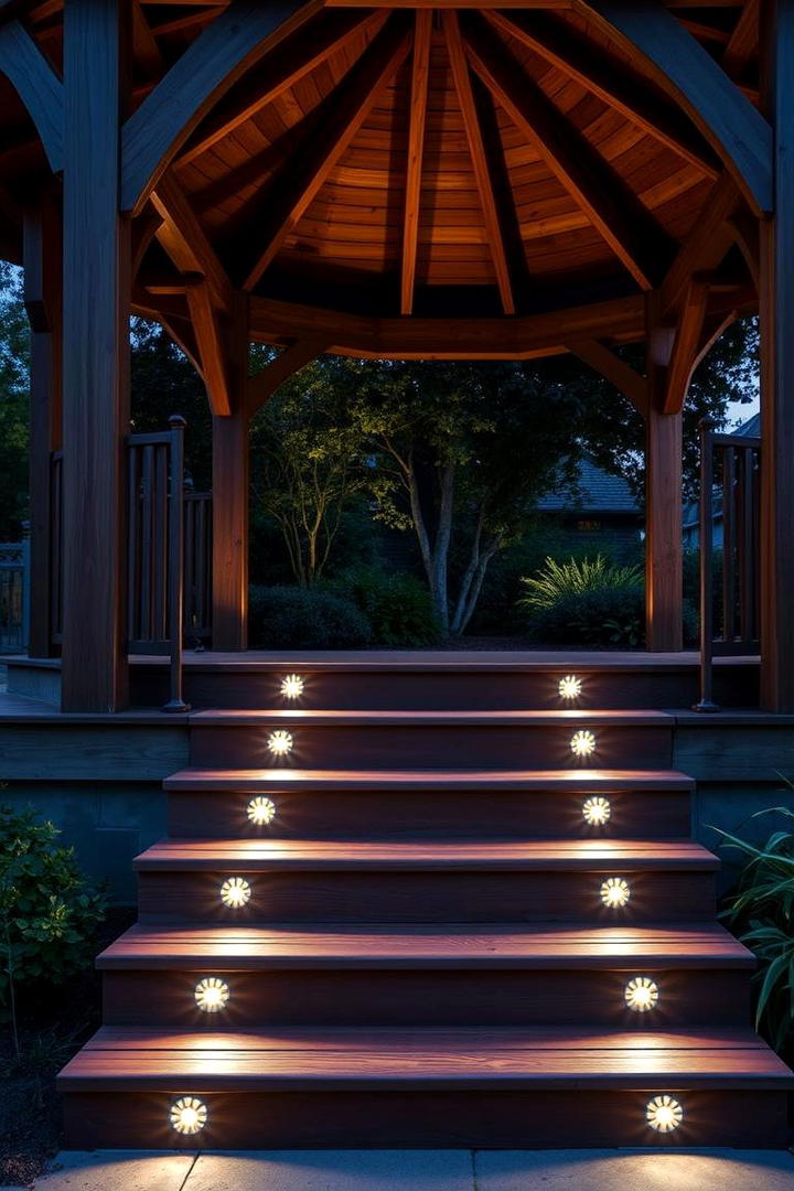 Low Profile Step Lights - 30 Gazebo Lighting Ideas