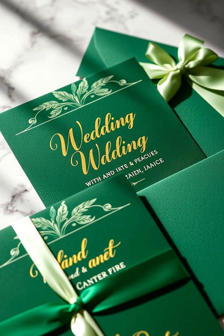 Lush Emerald Invitations - 30 Emerald Green Wedding Ideas