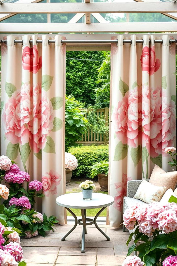 Lush Garden Motif Curtains - 30 Patio Curtain Ideas