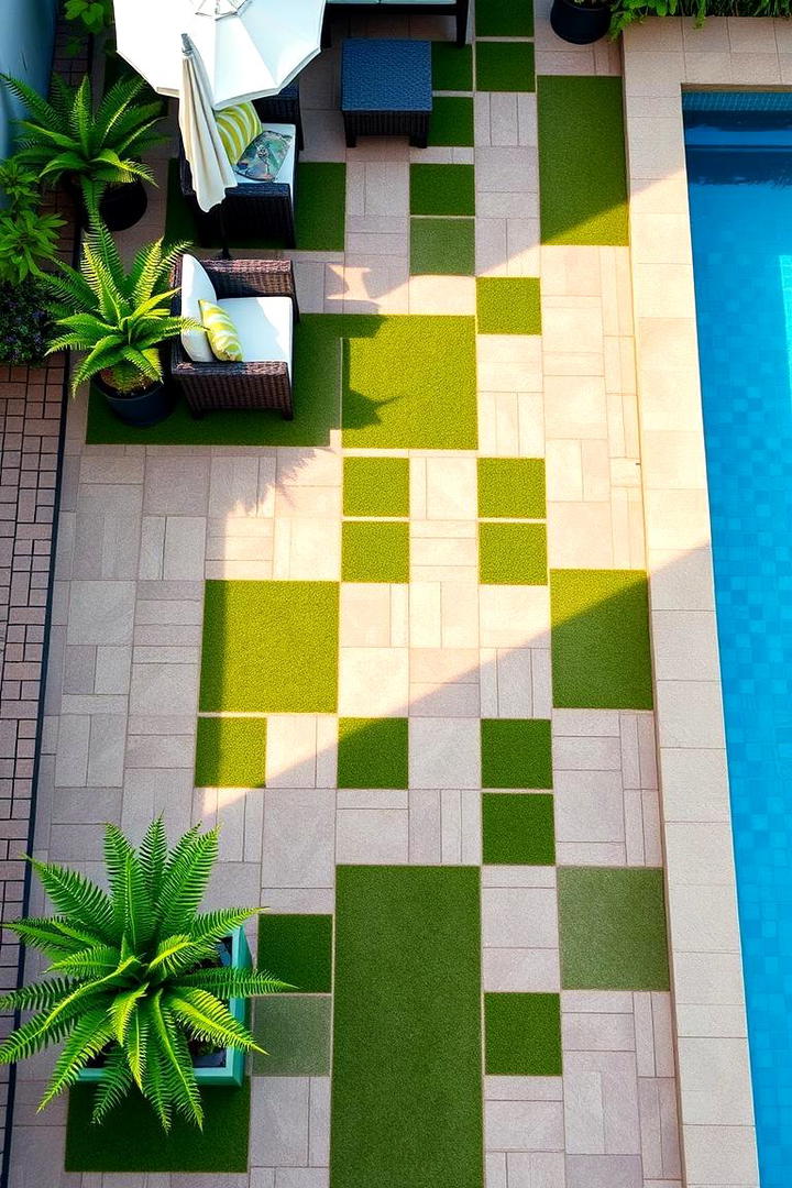 Lush Green Accents - 30 Concrete Pavers Around Pool Ideas