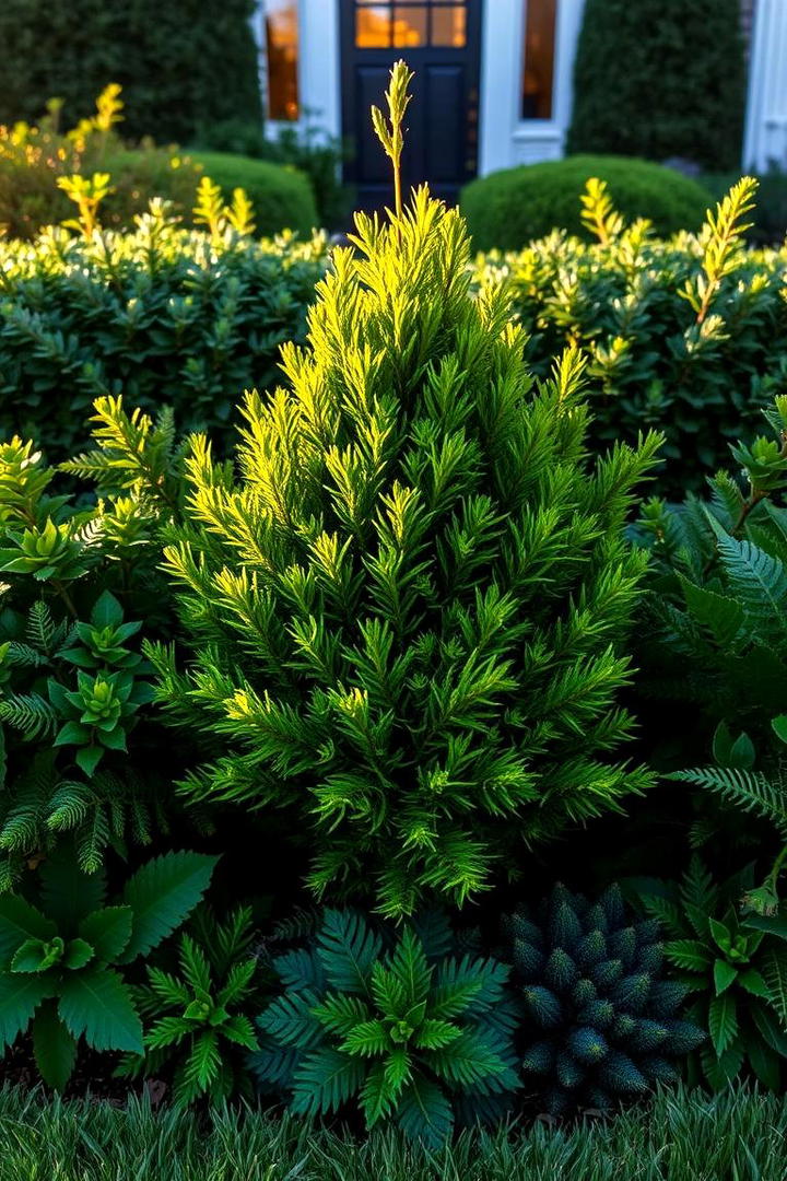 Lush Green Focal Point - 30 Front Yard Evergreen Landscaping Ideas