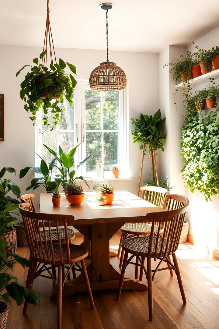 Lush Greenery Touches - 30 Boho Dining Room Ideas