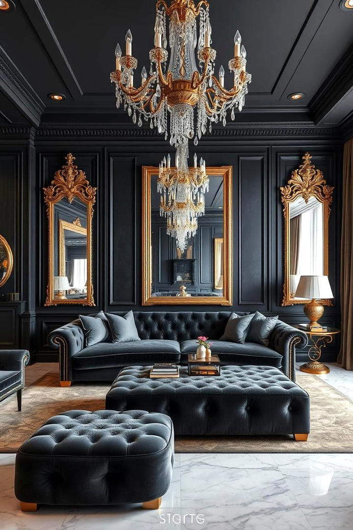 Luxurious Elevated Style - 21 dark grey couch living room ideas