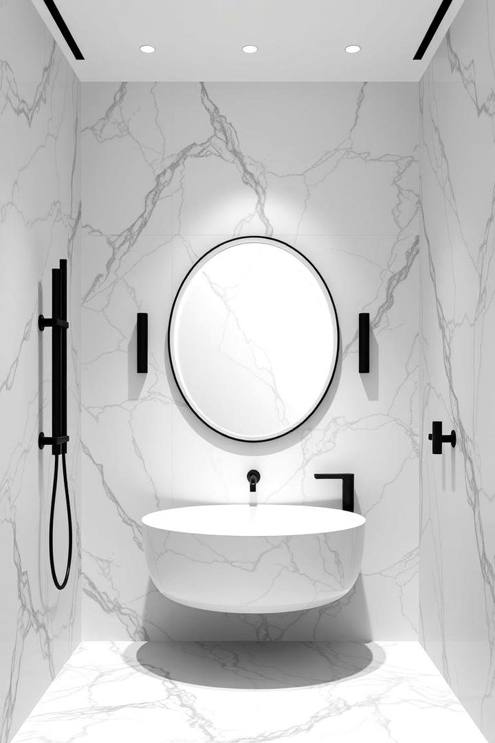 Luxurious Marble Effects - 21 Black and White Bathroom Ideas