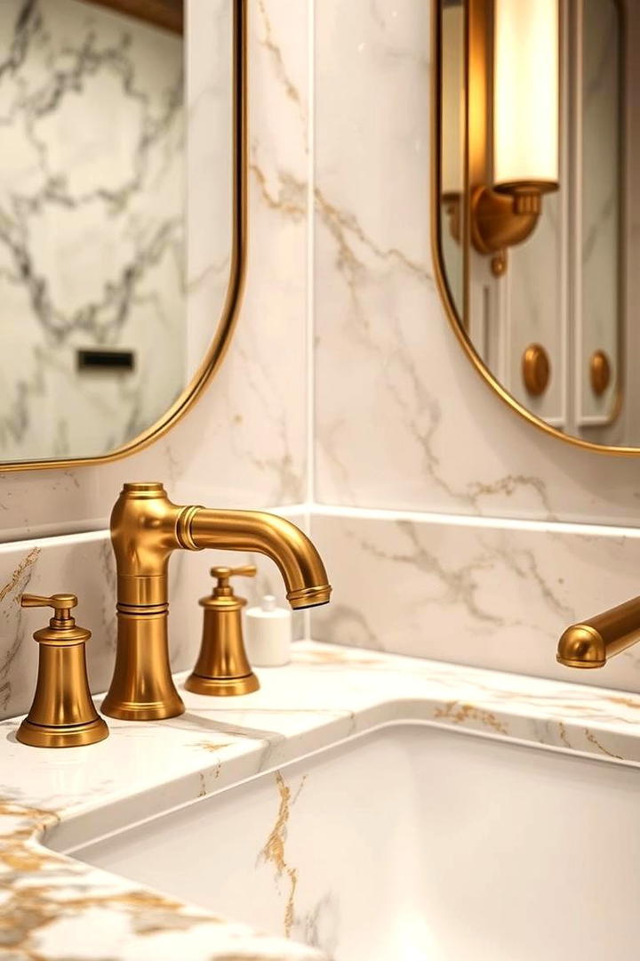 Luxurious Marble and Brass Fixtures - 30 Marble Bathroom Ideas