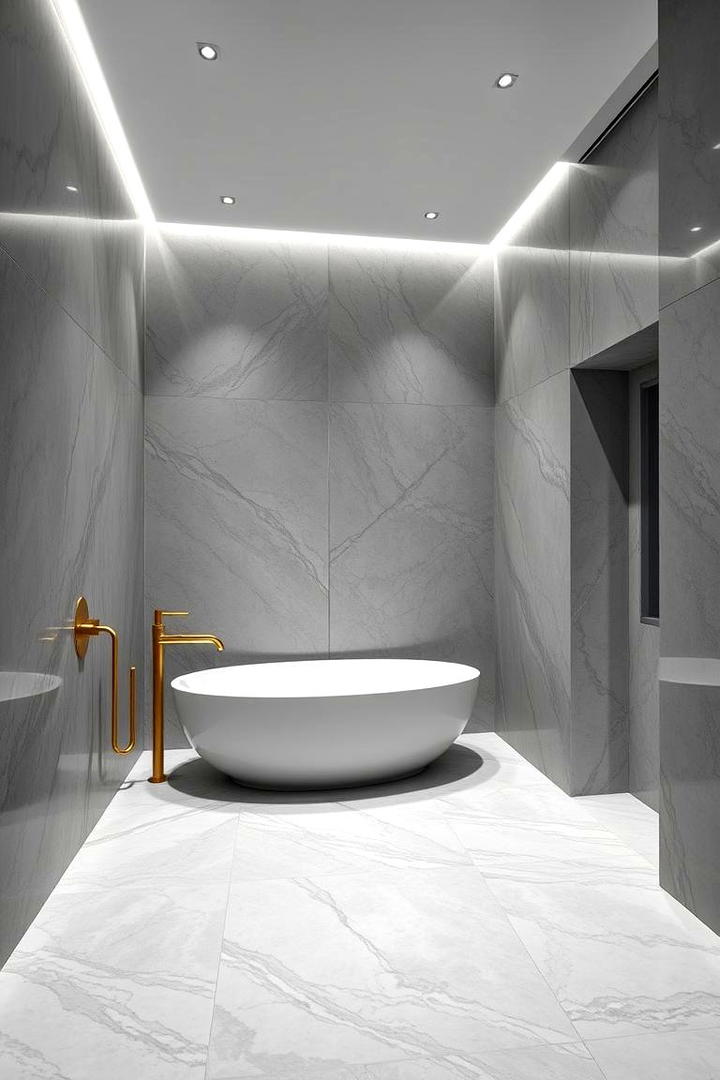 Luxurious Monochrome Elegance - 21 Grey Tile Bathroom Ideas