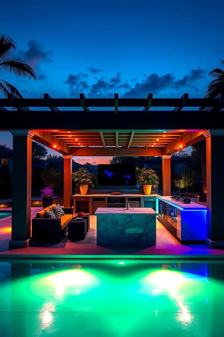 Luxurious Pergola with Entertainment Area - 21 Patio With a Pergola Ideas