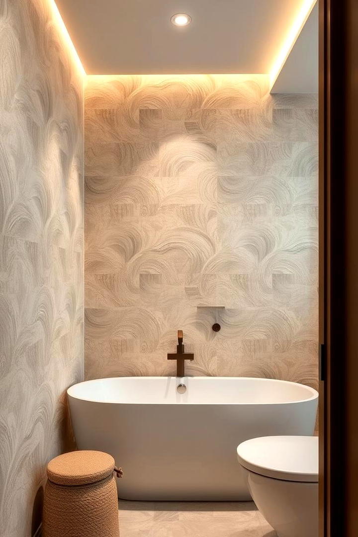 Luxurious Textured Layers - 21 Bathroom Wallpaper Ideas