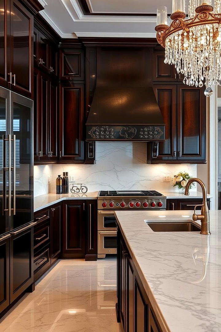 Luxury Finishes - 30 Dark Wood Kitchen Cabinets