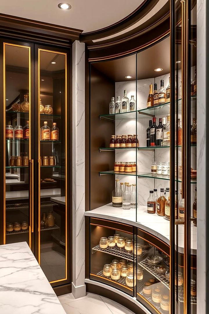 Luxury Marble and Gold Accents Pantry - 30 Corner Pantry Ideas