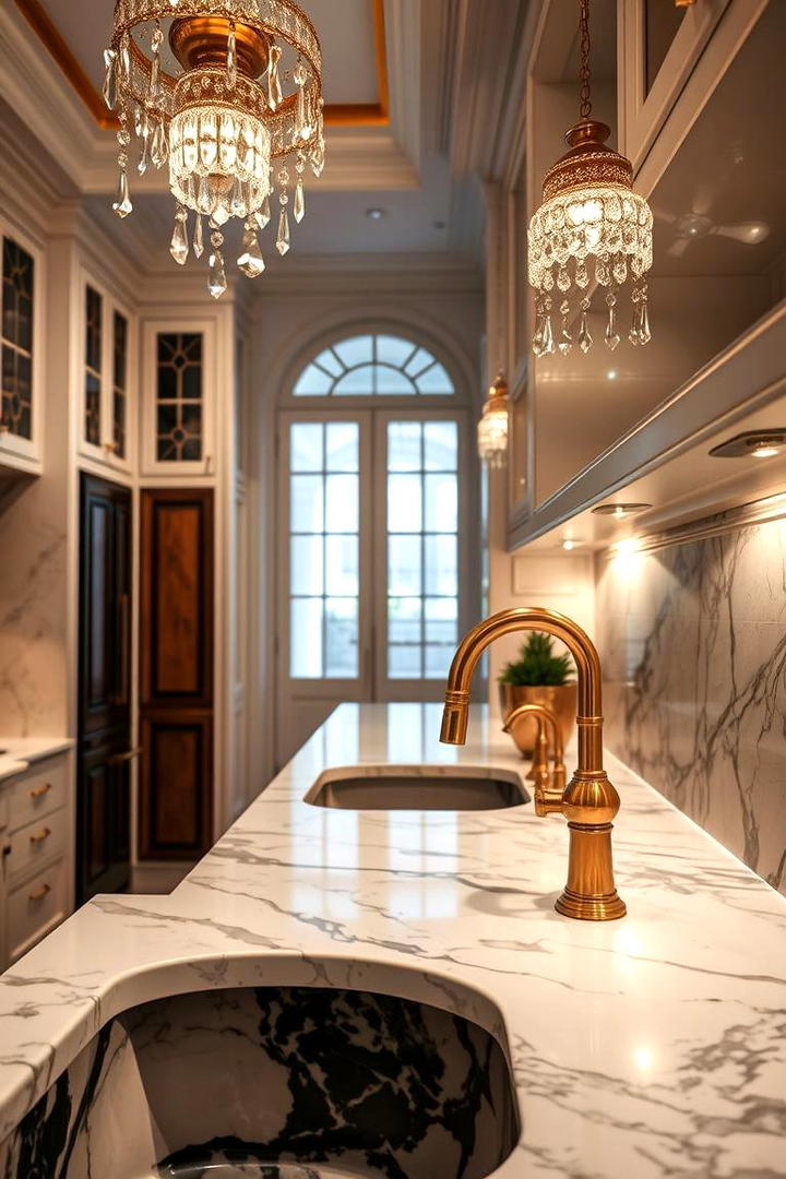 Luxury Marbled Sink Finishes - 30 Kitchen Sink Ideas