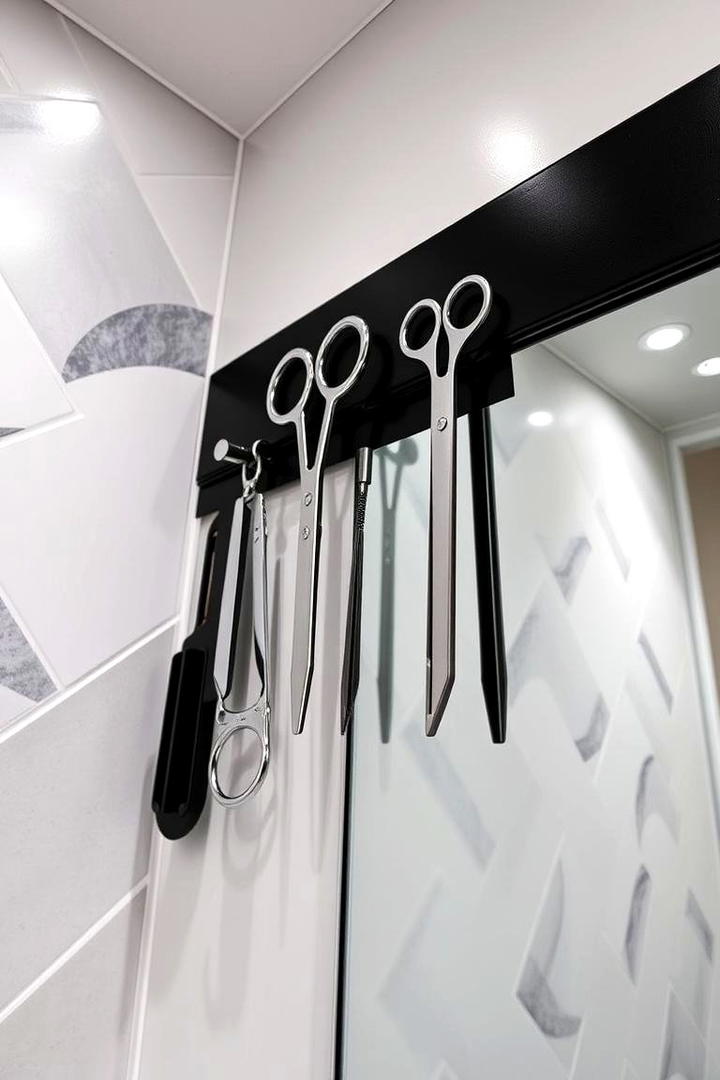 Magnetic Strips Keeping Metal Tools Handy - 21 Bathroom Organization Ideas