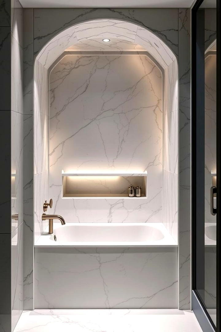 Marble Enclosed Bathtub Niche - 30 Marble Bathroom Ideas