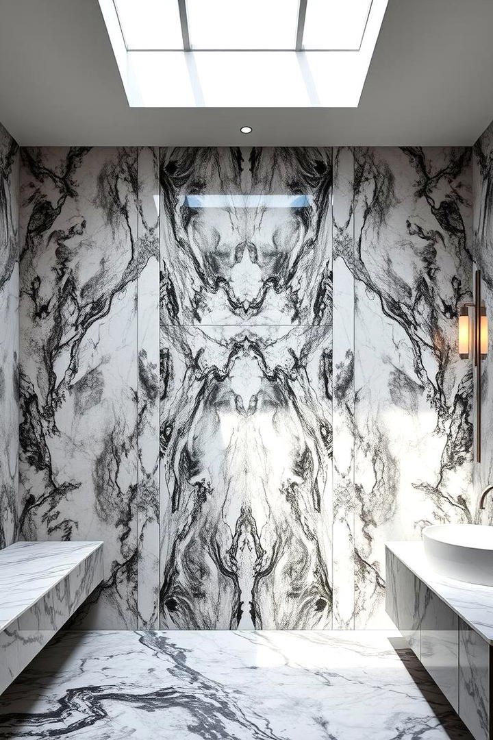 Marble Floor to Ceiling Statement - 30 Marble Bathroom Ideas