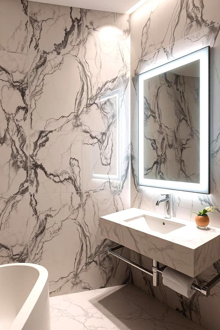 Marble Inspired Tiles - 30 Bathroom Tile Ideas