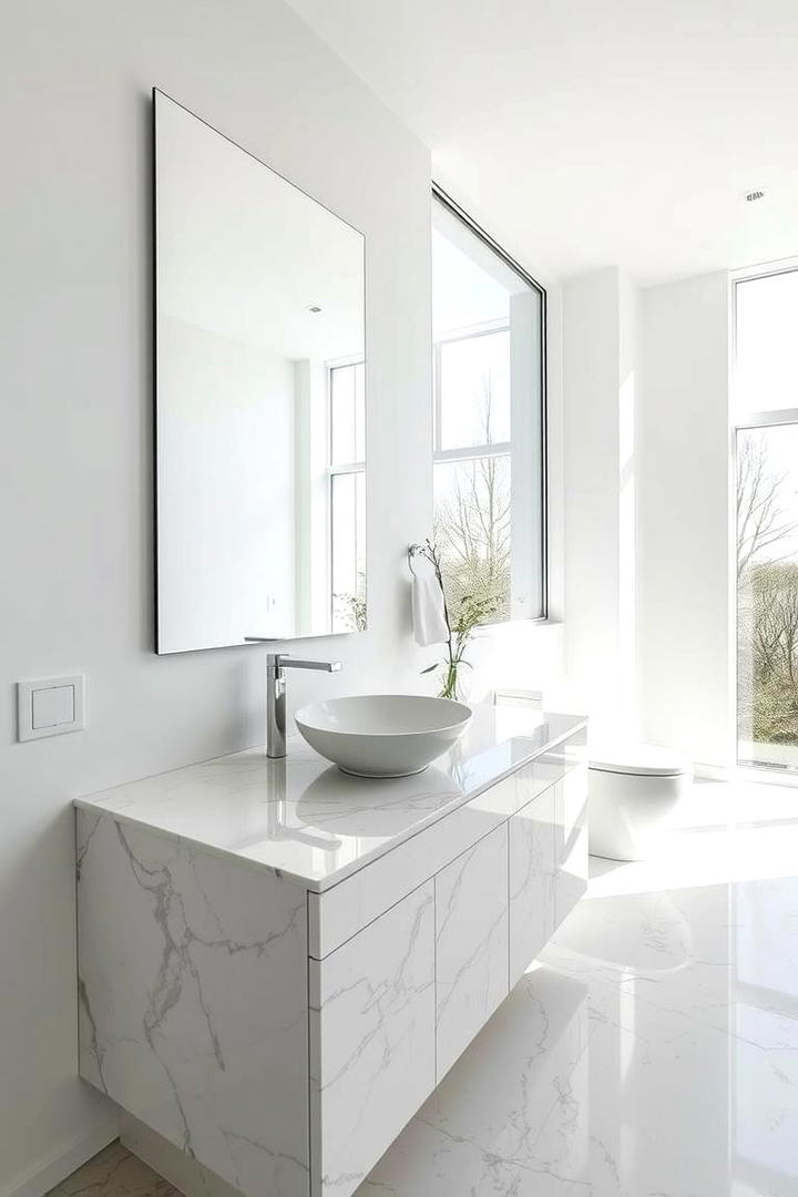 Marble Vanity with Integrated Sink - 30 Marble Bathroom Ideas