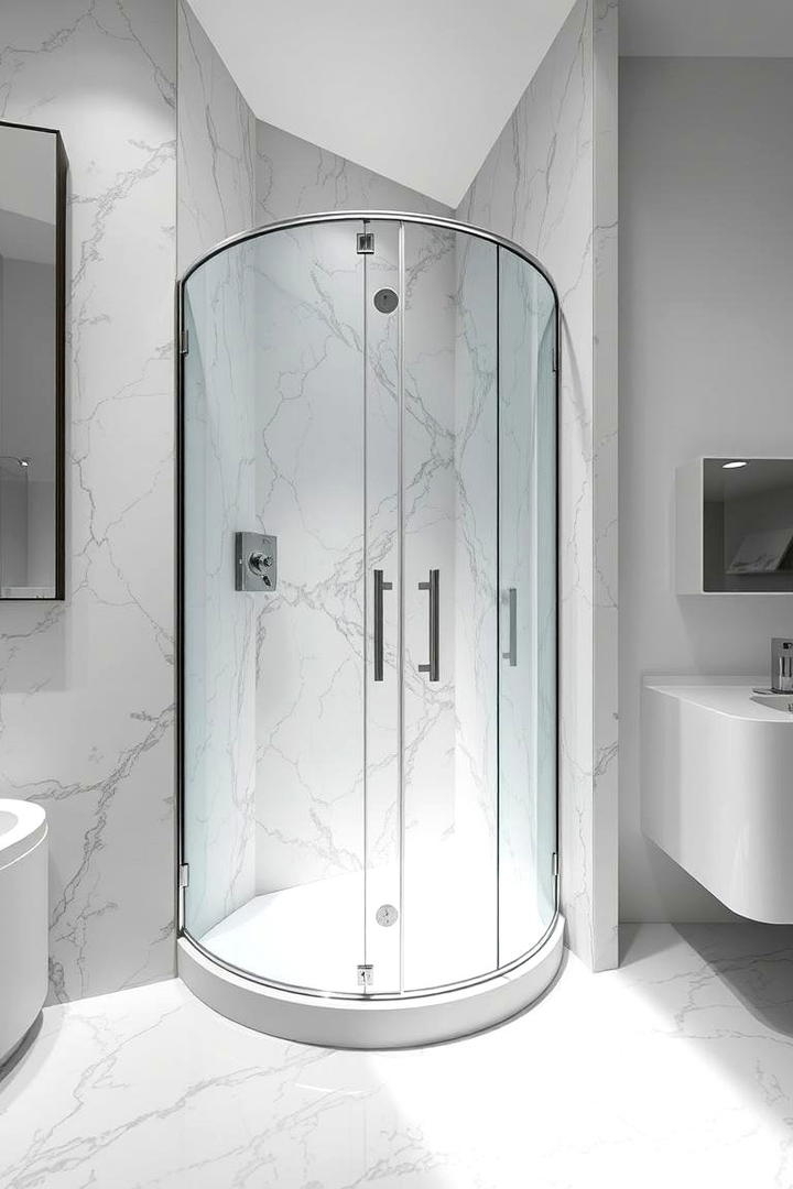 Marble and Glass Element Harmony - 30 Marble Bathroom Ideas