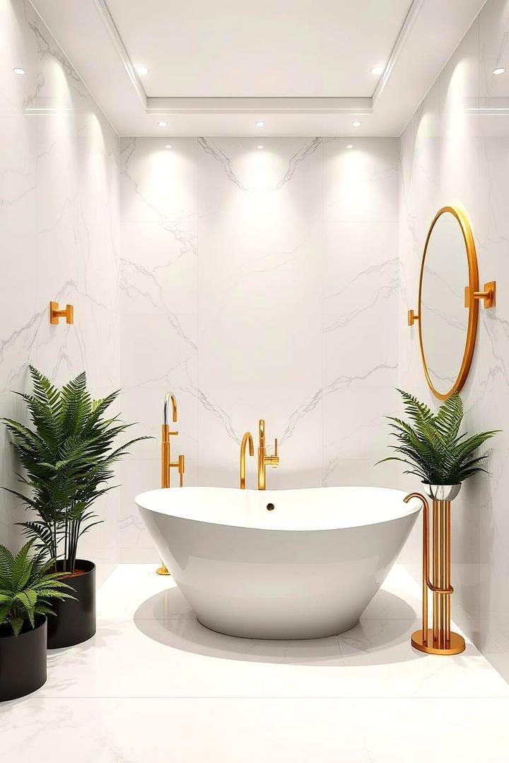 Marbled Gold and Marble Combination - 30 Gold Bathroom Ideas