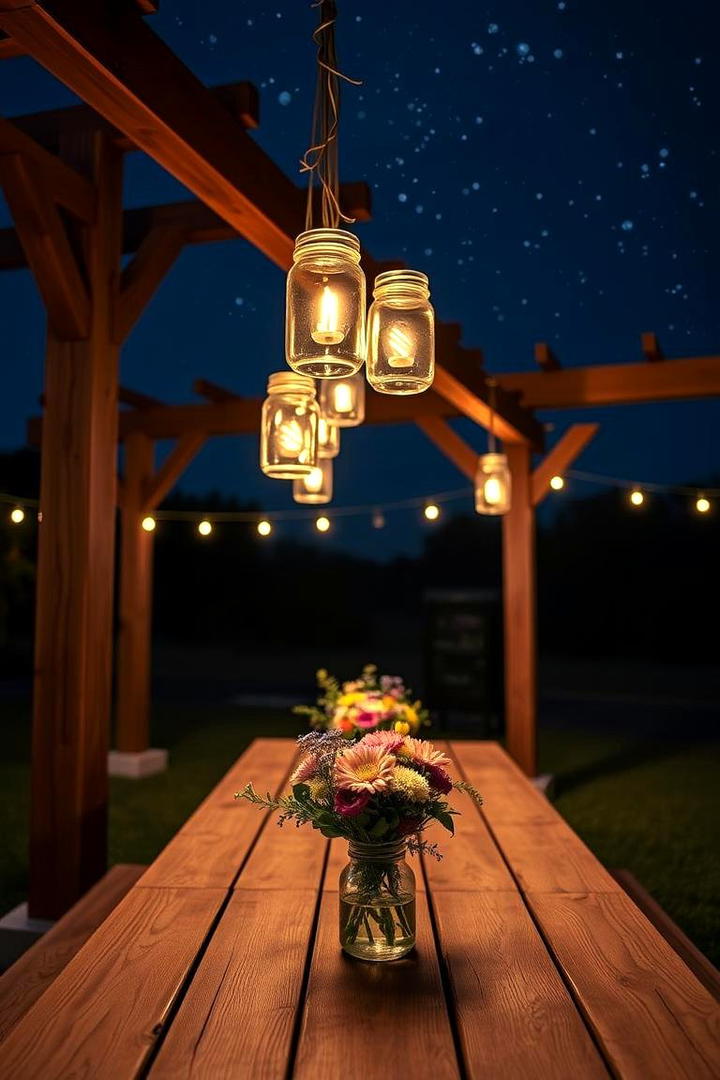 Mason Jar Accents - 30 Rustic Patio Ideas