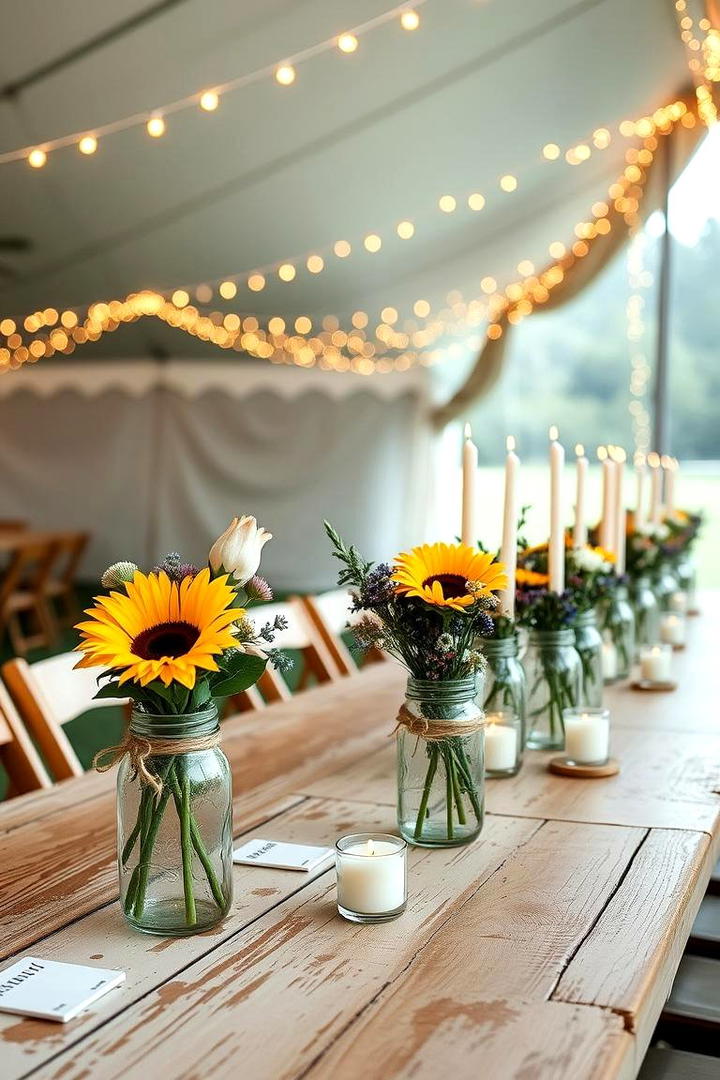 Mason Jar Vases - 21 Fall Wedding Décor Ideas