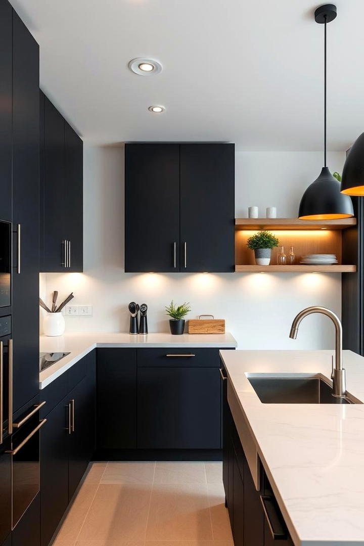 Matte Black with Soft Close Drawers - 30 Black Kitchen Cabinet Ideas