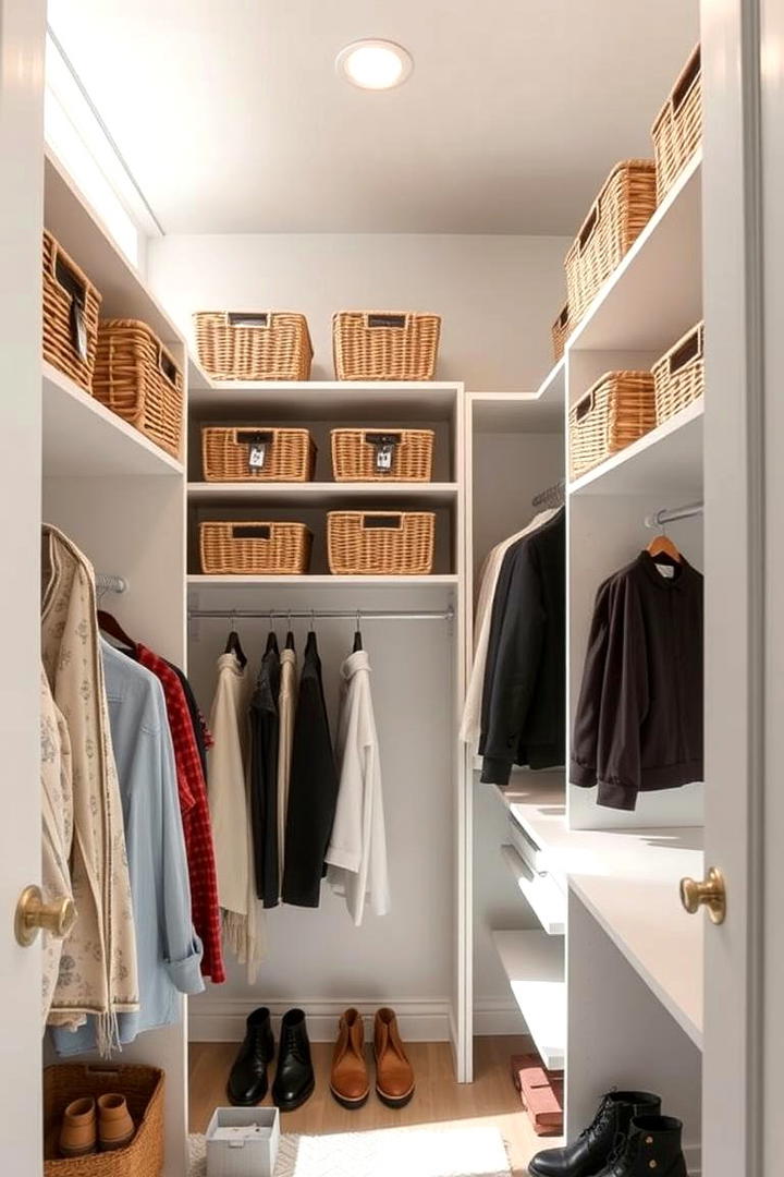 Maximizing Vertical Space with Overhead Shelves - 30 Hall Closet Organization Ideas