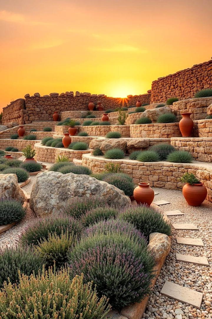 Mediterranean Inspired Rock Garden - 30 Sloped Garden Ideas