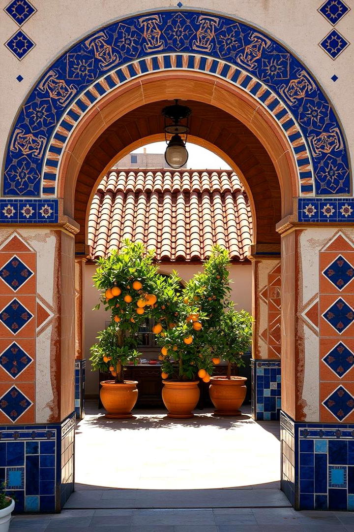 Mediterranean Mosaic Arch - 30 Garden Arch Ideas