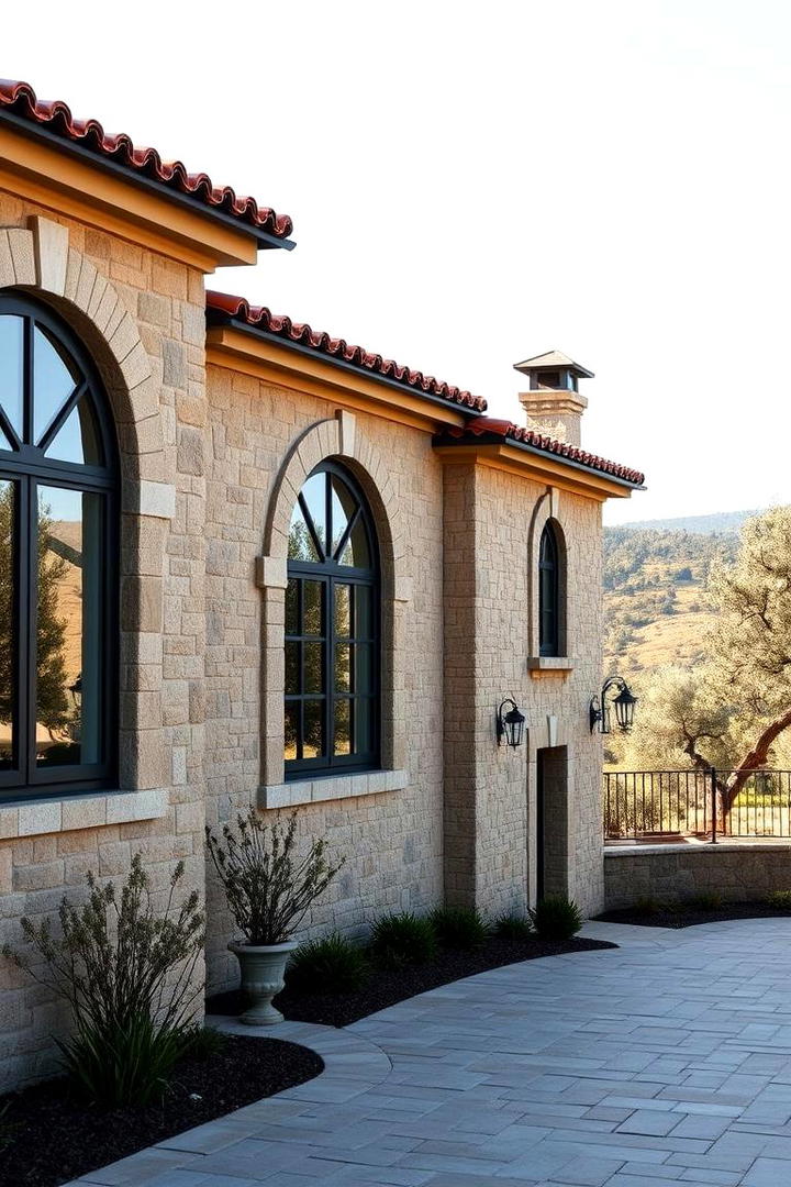 Mediterranean Style Villa with Black Windows - 30 Houses With Black Windows