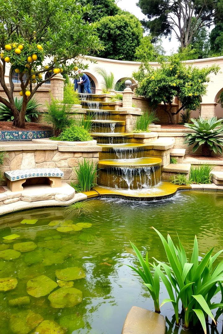 Mediterranean Water Feature Garden - 30 Italian Garden Design Ideas