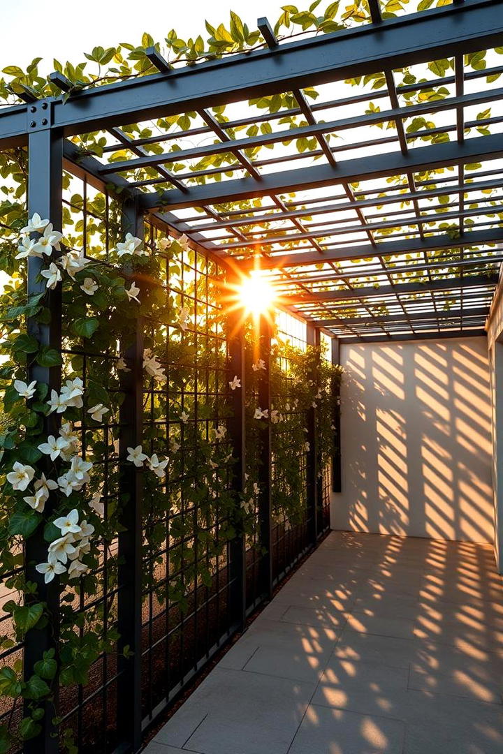 Metal Trellis Display - 30 Garden Wall Ideas