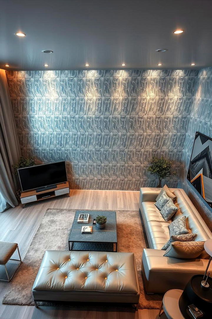 Metallic Accents - 21 Living Room Wallpaper Ideas