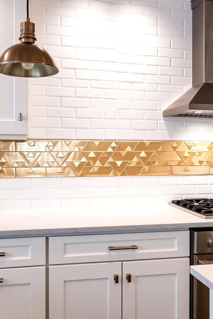 Metallic Accents - 21 White Cabinet Kitchen Backsplash Ideas