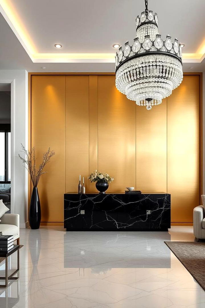 Metallic Finishes Wall - 30 Living Room Accent Wall Ideas