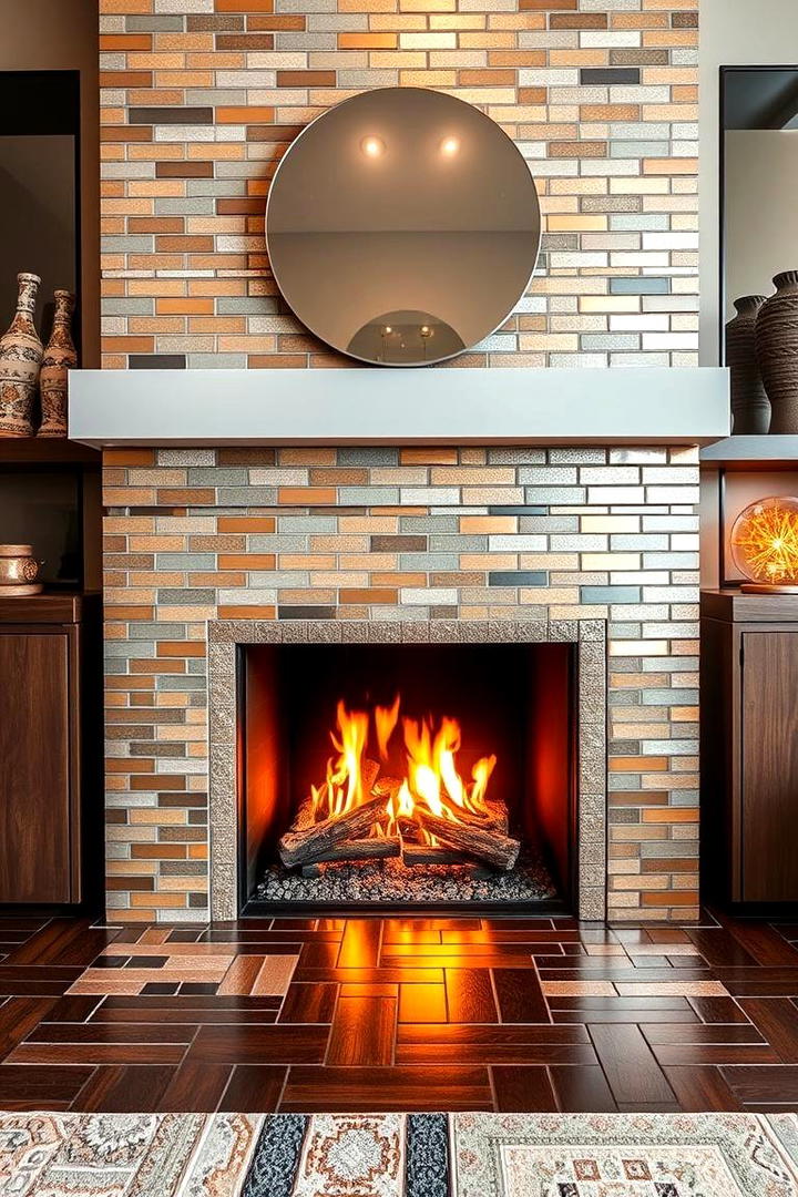 Metallic Fusion - 21 Fireplace Tile Ideas