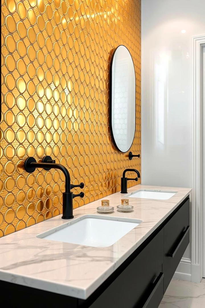 Metallic Tile Finishes - 30 Bathroom Tile Ideas