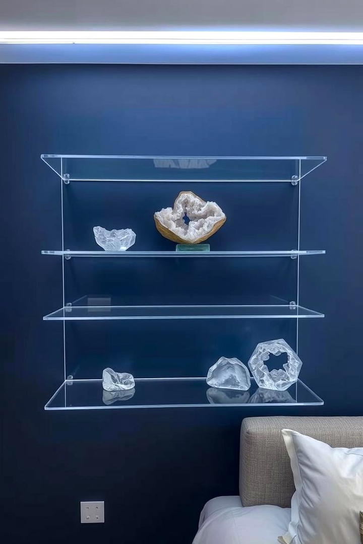 Minimalist Acrylic Brilliance - 30 Bedroom Shelving Ideas