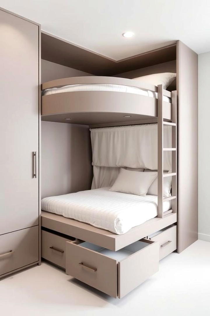 Minimalist Bunk Room with Hidden Storage - 30 bunk room ideas