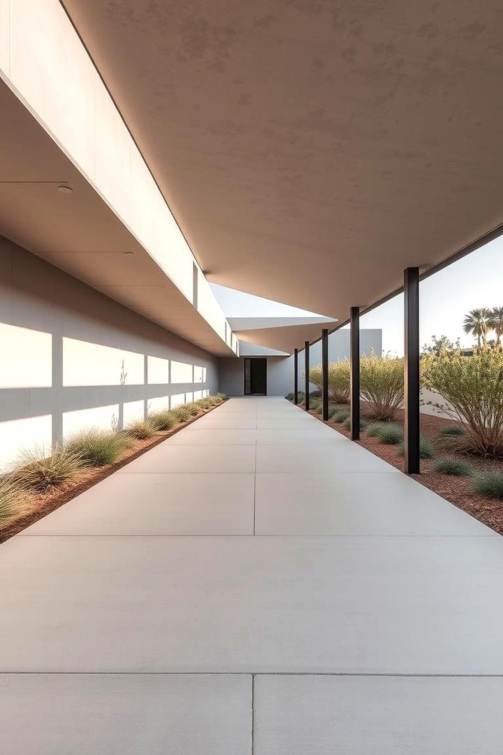 Minimalist Concrete Covered Walkway - 30 Covered Walkway Ideas