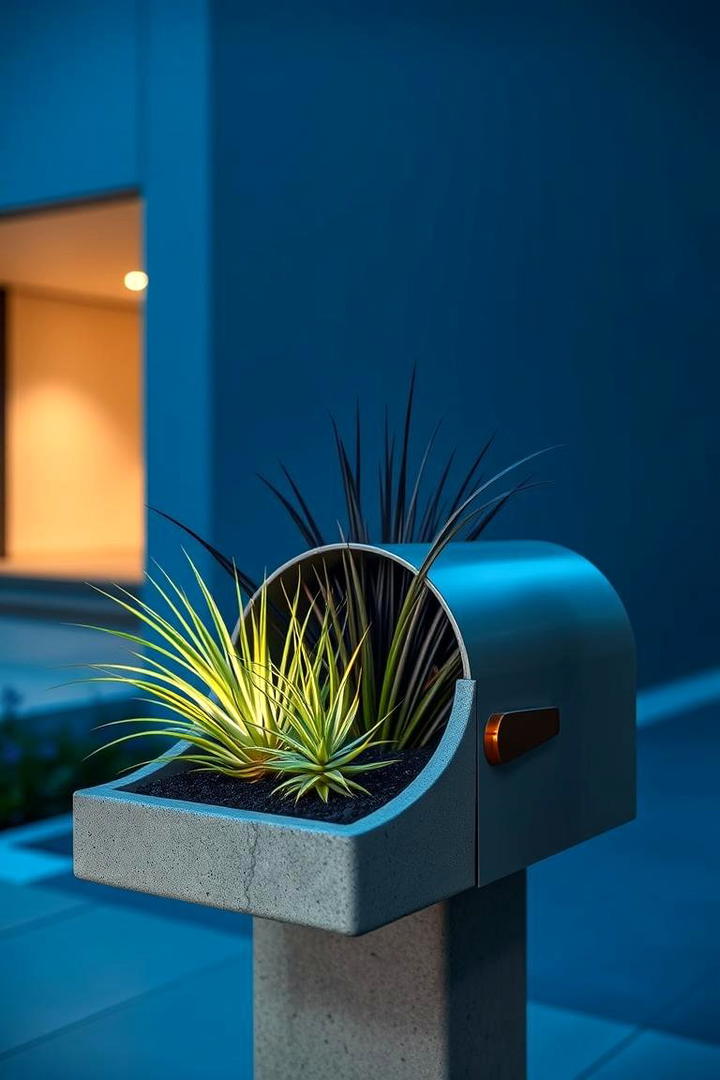 Minimalist Concrete Surround - 30 Mailbox Landscaping Ideas