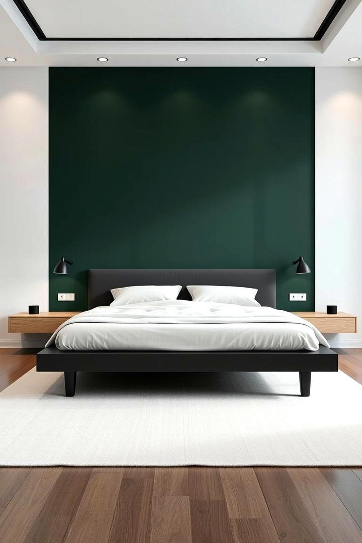 Minimalist Dark Green Backdrop - 21 Dark Green Accent Wall Ideas