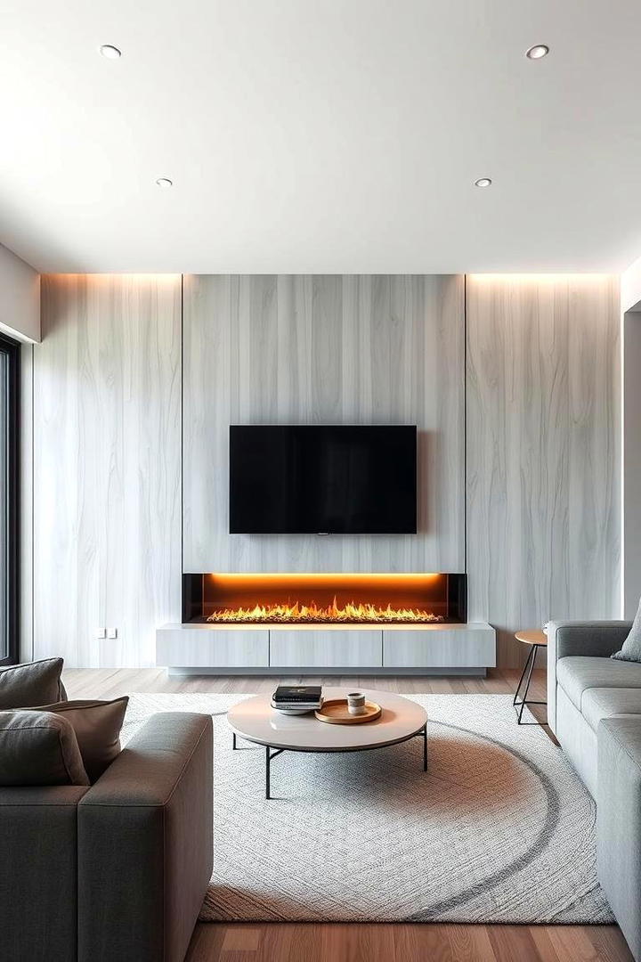 Minimalist Electric Fireplace Design with Elevated TV - 30 Electric Fireplace Ideas With Tv Above