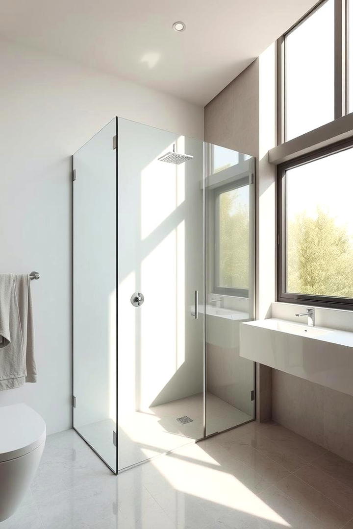 Minimalist Glass Partition - 30 Half-wall Shower Ideas