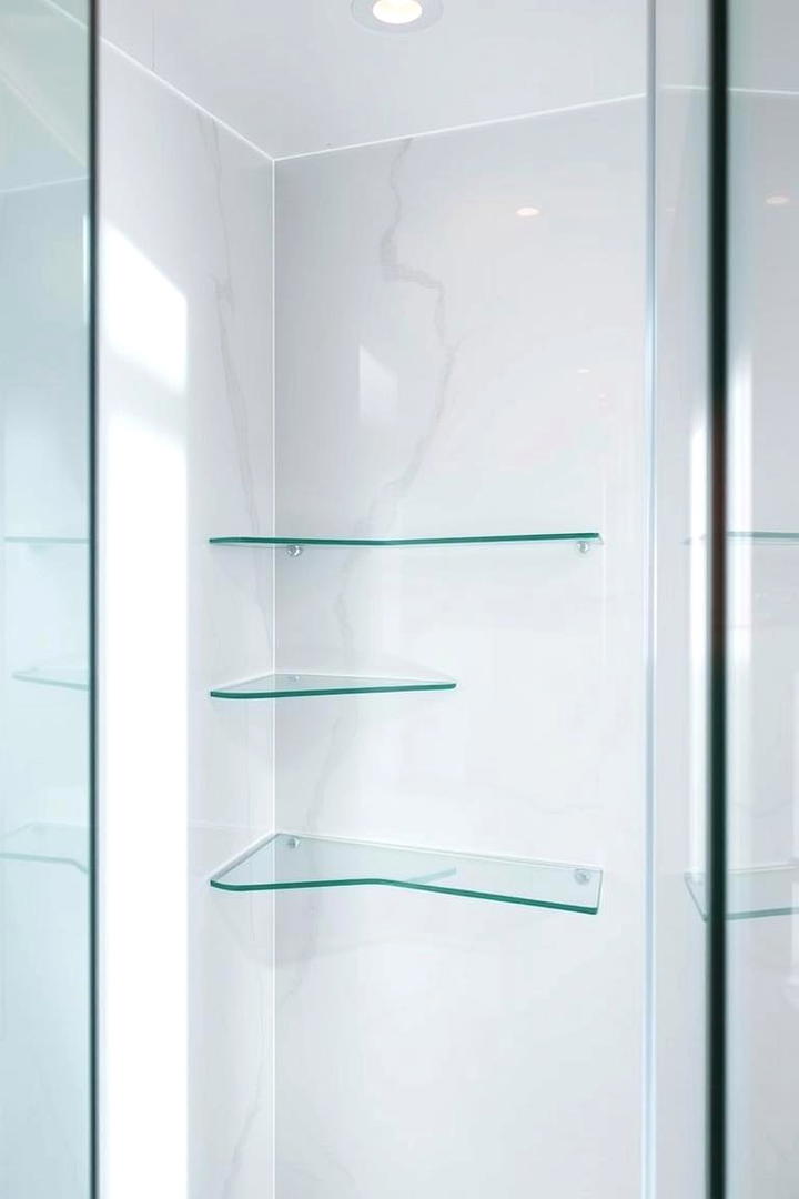 Minimalist Glass Shelves for a Sleek Look - 30 Shower Storage Ideas