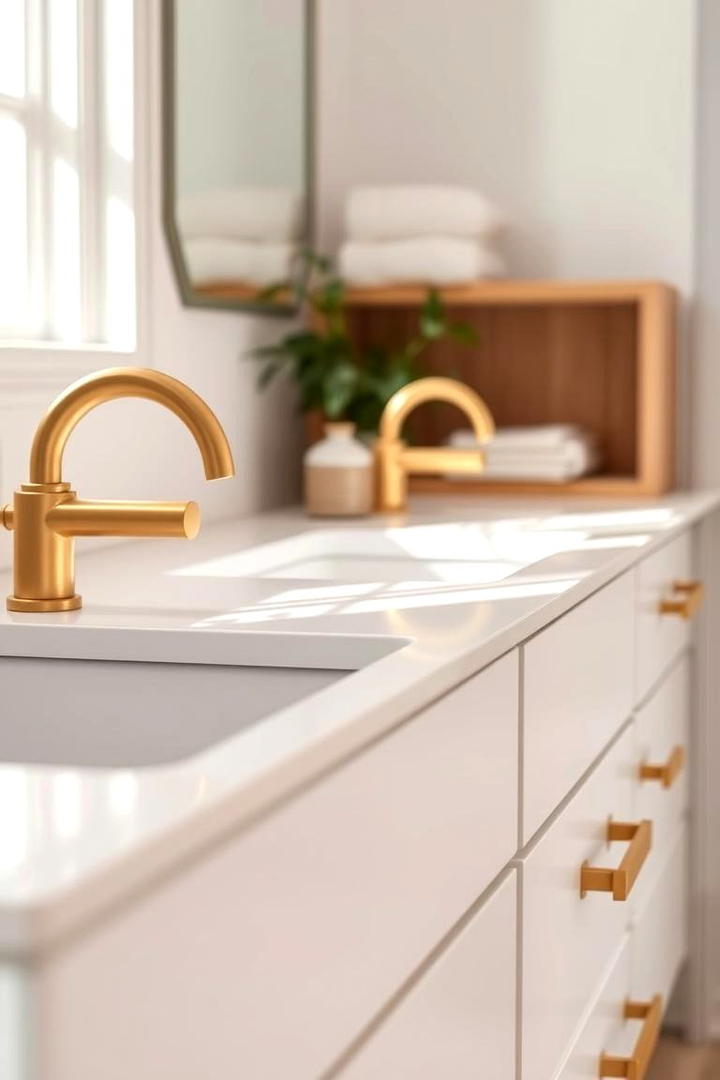 Minimalist Gold Fixtures - 30 Gold Bathroom Ideas